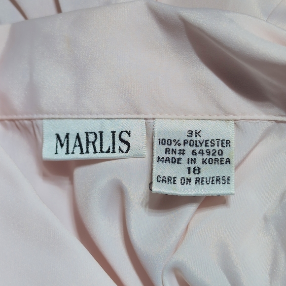 Vintage Marlis Korea Sz 18 Light Pink Pleated Long Sleeve Blouse - Picture 5 of 5